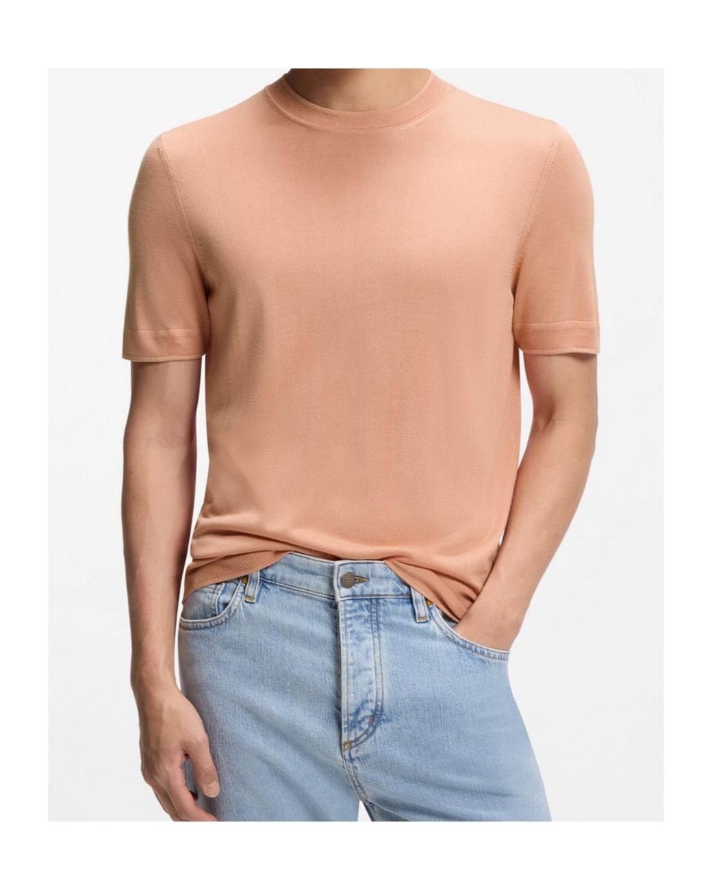 Boss Natural Nottano Short-Sleeve Knitted Top for men