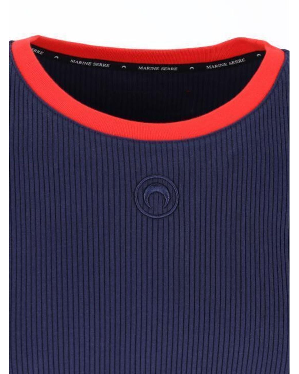 MARINE SERRE Blue Contrast Collar Long-Sleeve Base Top for men