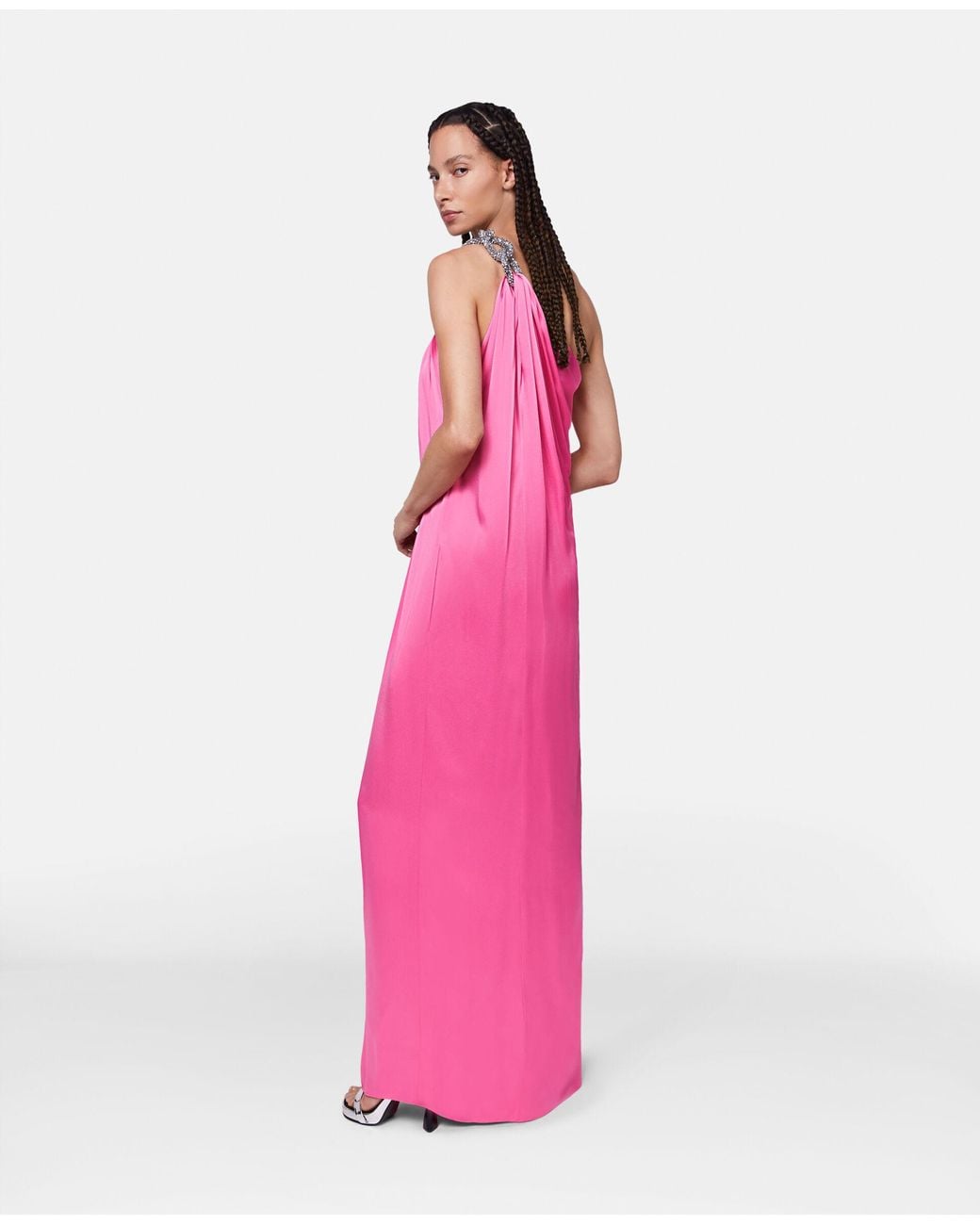 Stella McCartney Pink Falabella Embellished Chain-Linked Satin Gown