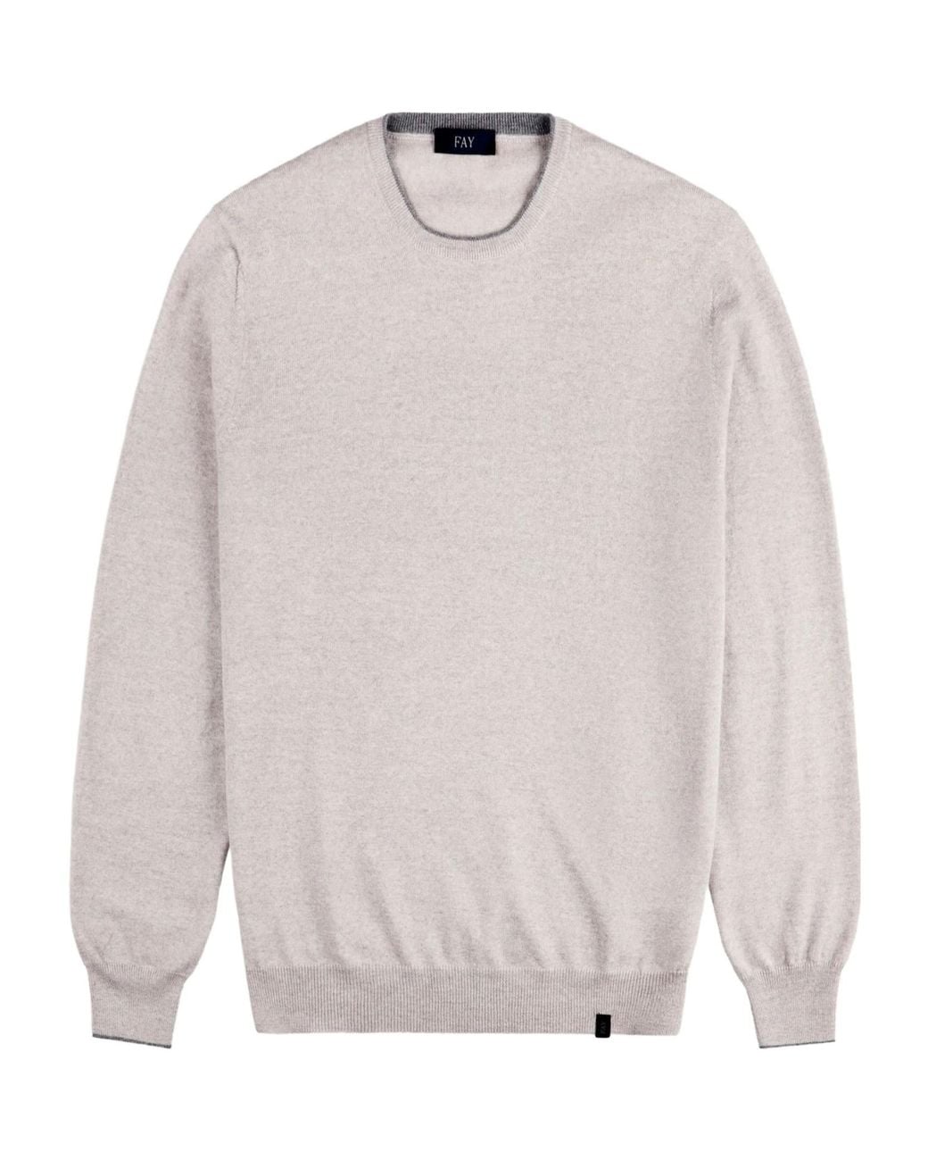 Fay White Elbow-Patch Round Neck Knitwear for men