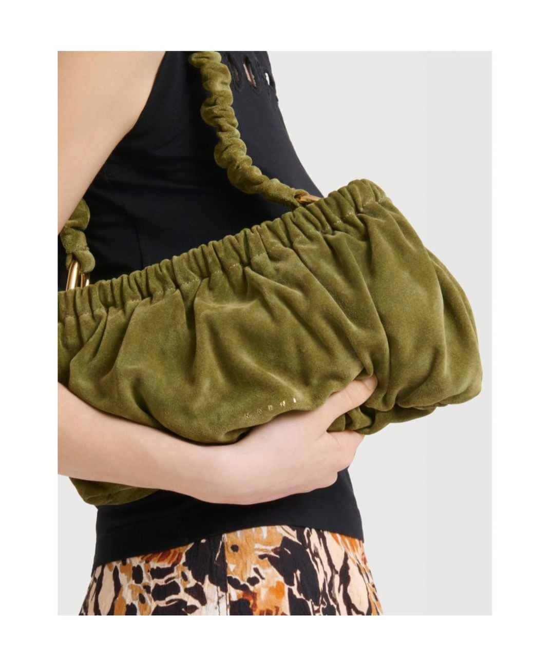 Marni Green Ruched Shoulder Bag