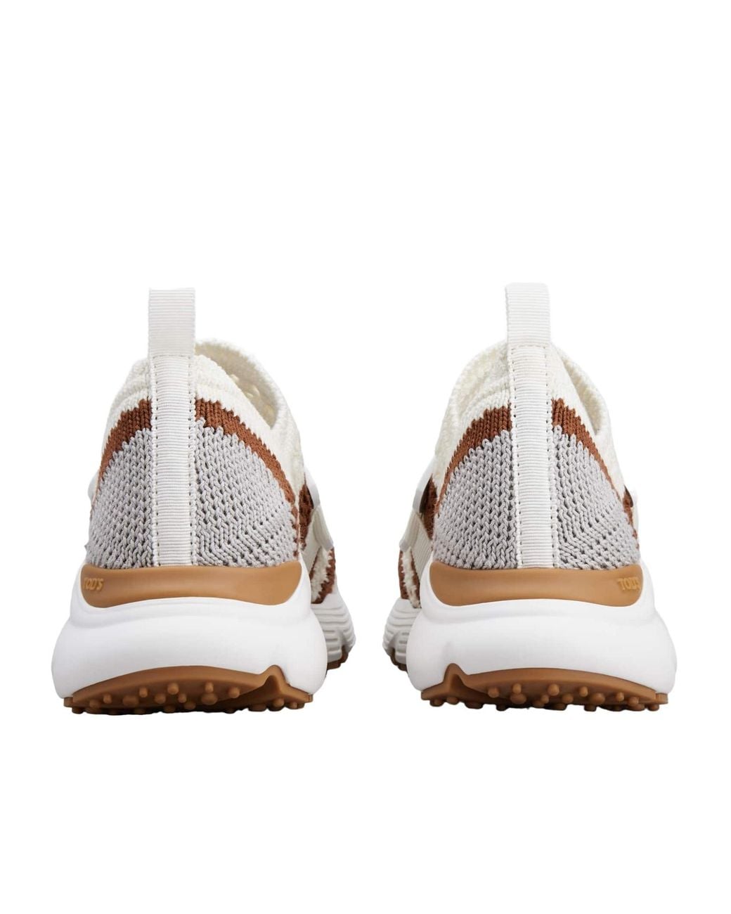 Tod's White Logo Patch Knit Slip-On Sneakers