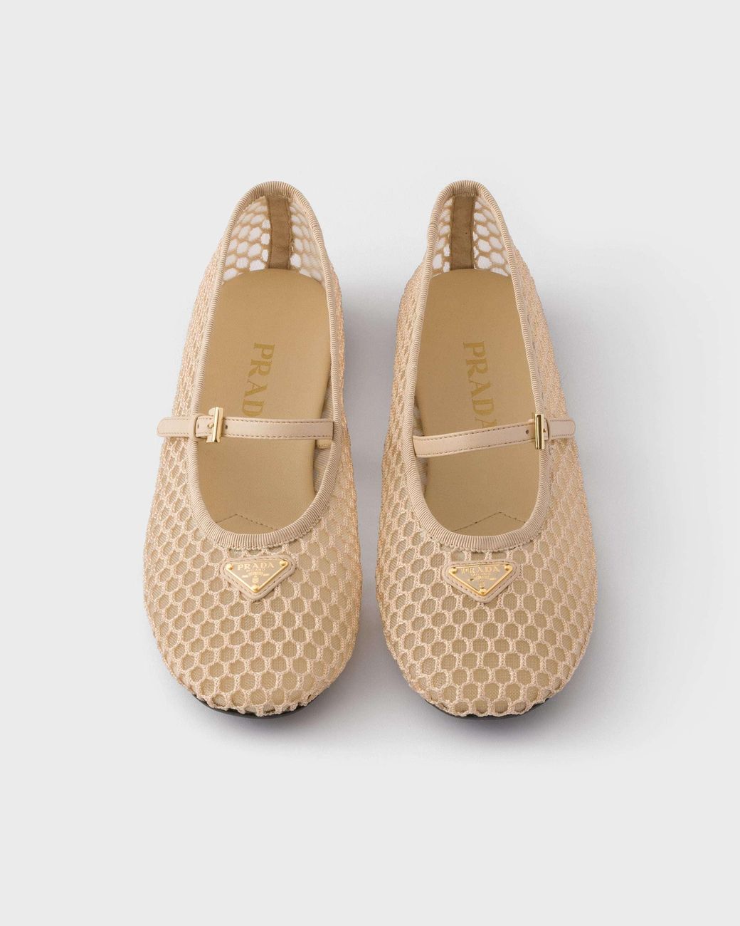 Prada Natural Mesh Fabric Ballerinas