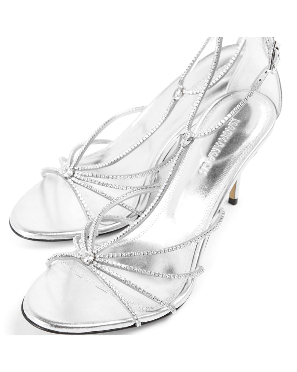 Mach & Mach White Crystal-Embellished High-Heel Sandals