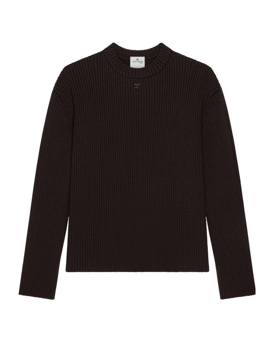 Courreges Black Ribbed-Knit Merino Sweater