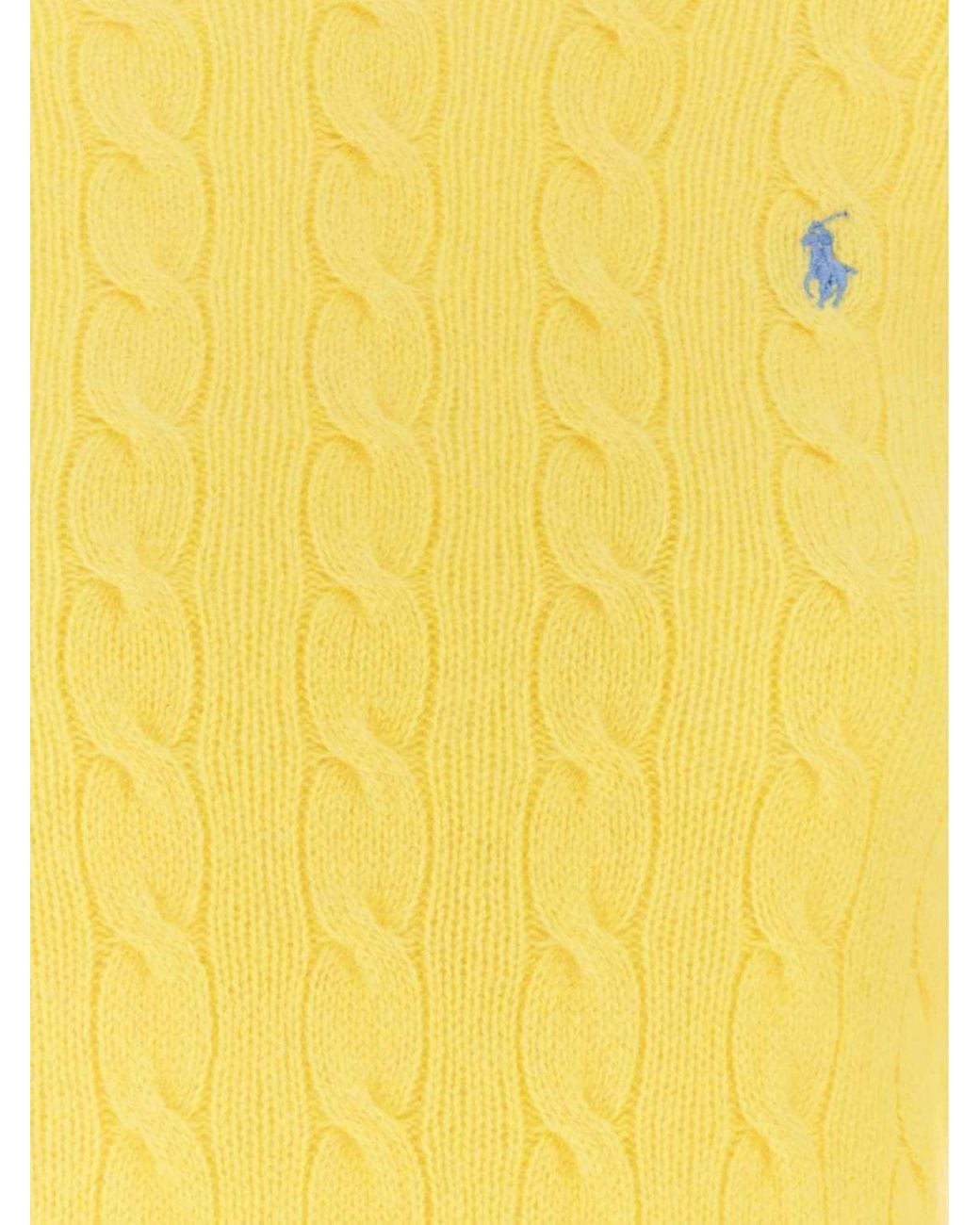 Polo Ralph Lauren Yellow Cable-Knit Knitted Sweater