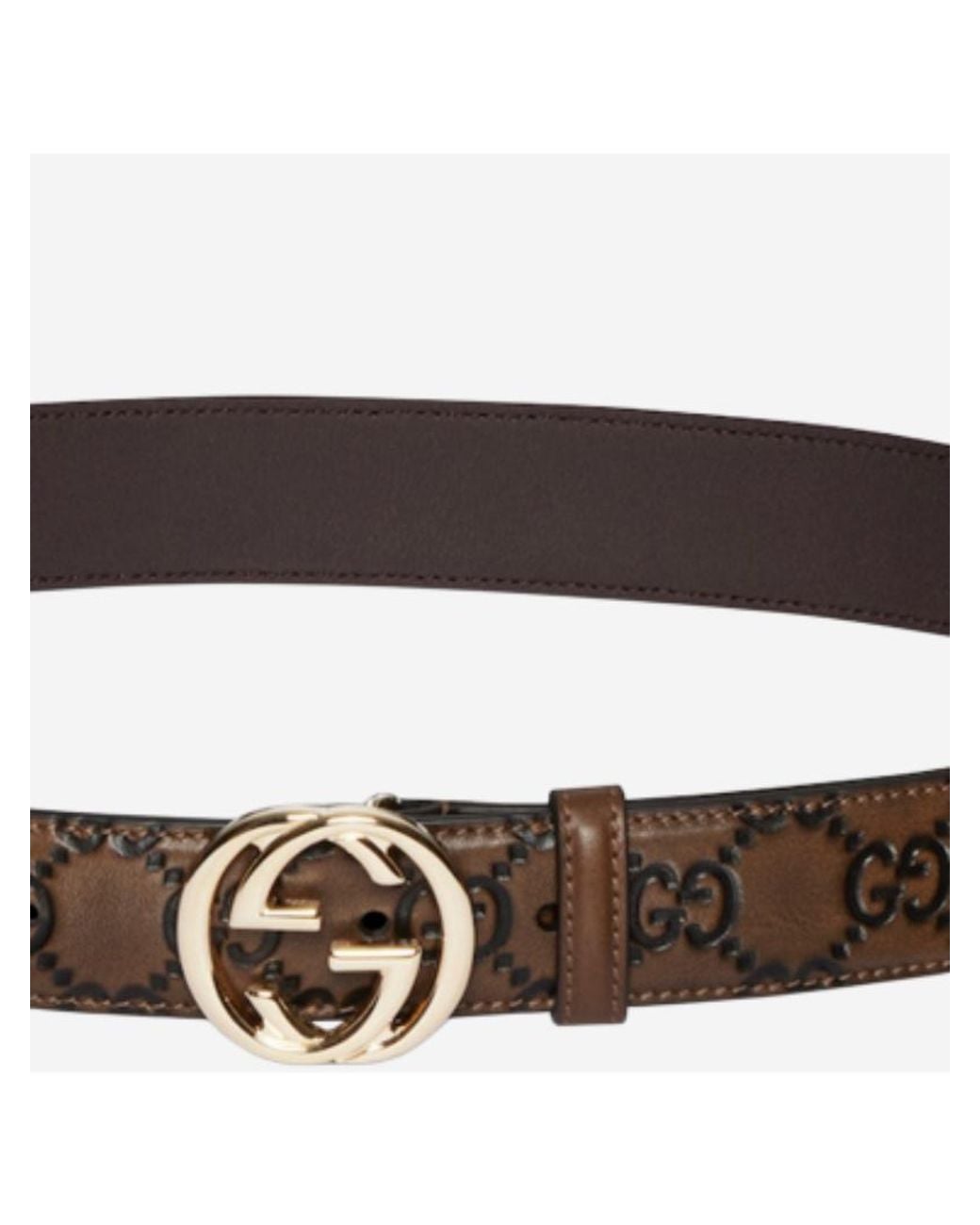 Gucci White Embossed Interlocking G Buckle Belt
