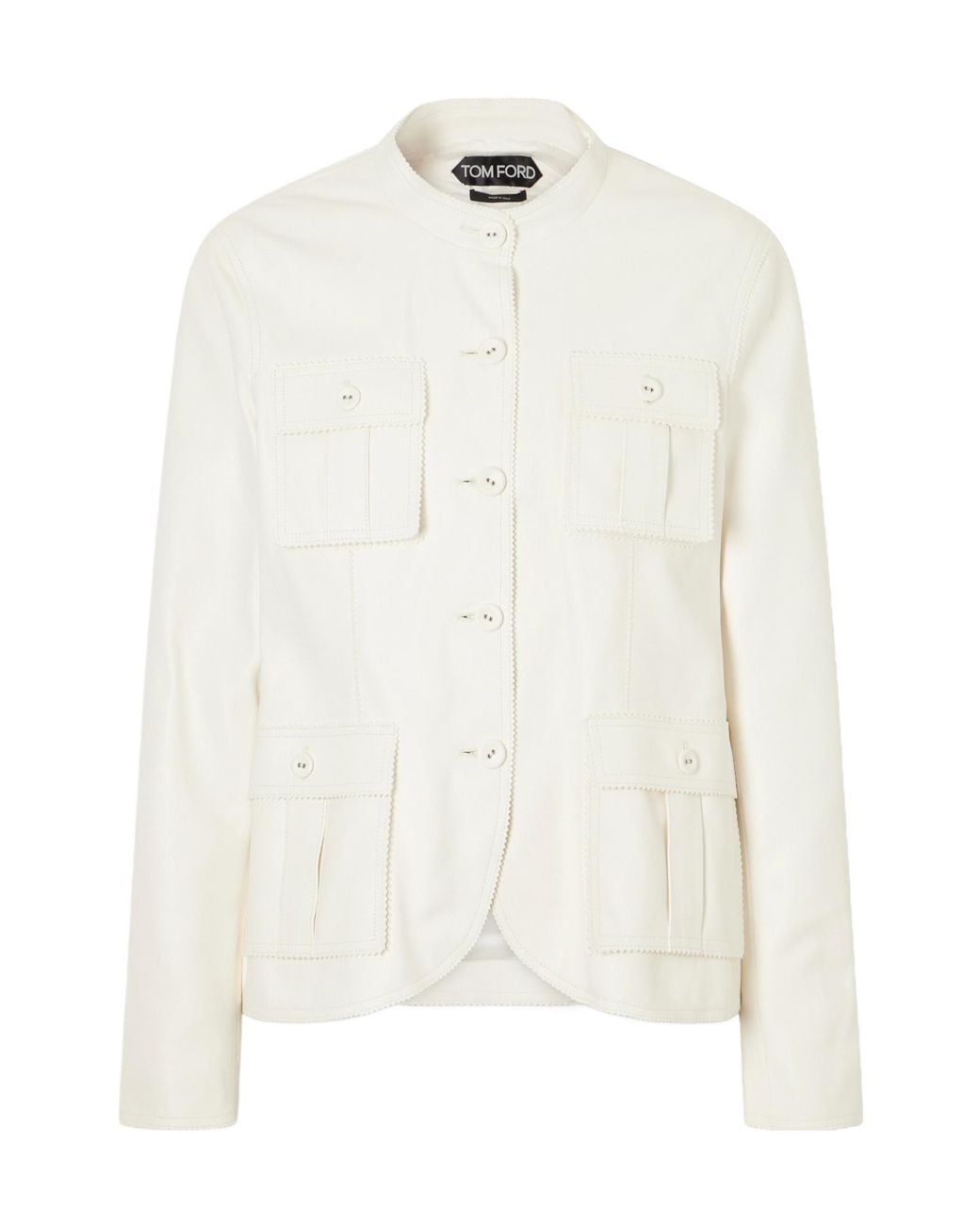 Tom Ford White Pocket-Detailed Button-Up Jacket