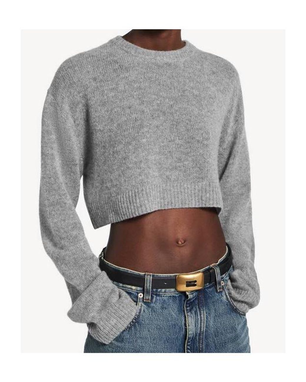 Balenciaga Gray Cropped Crewneck