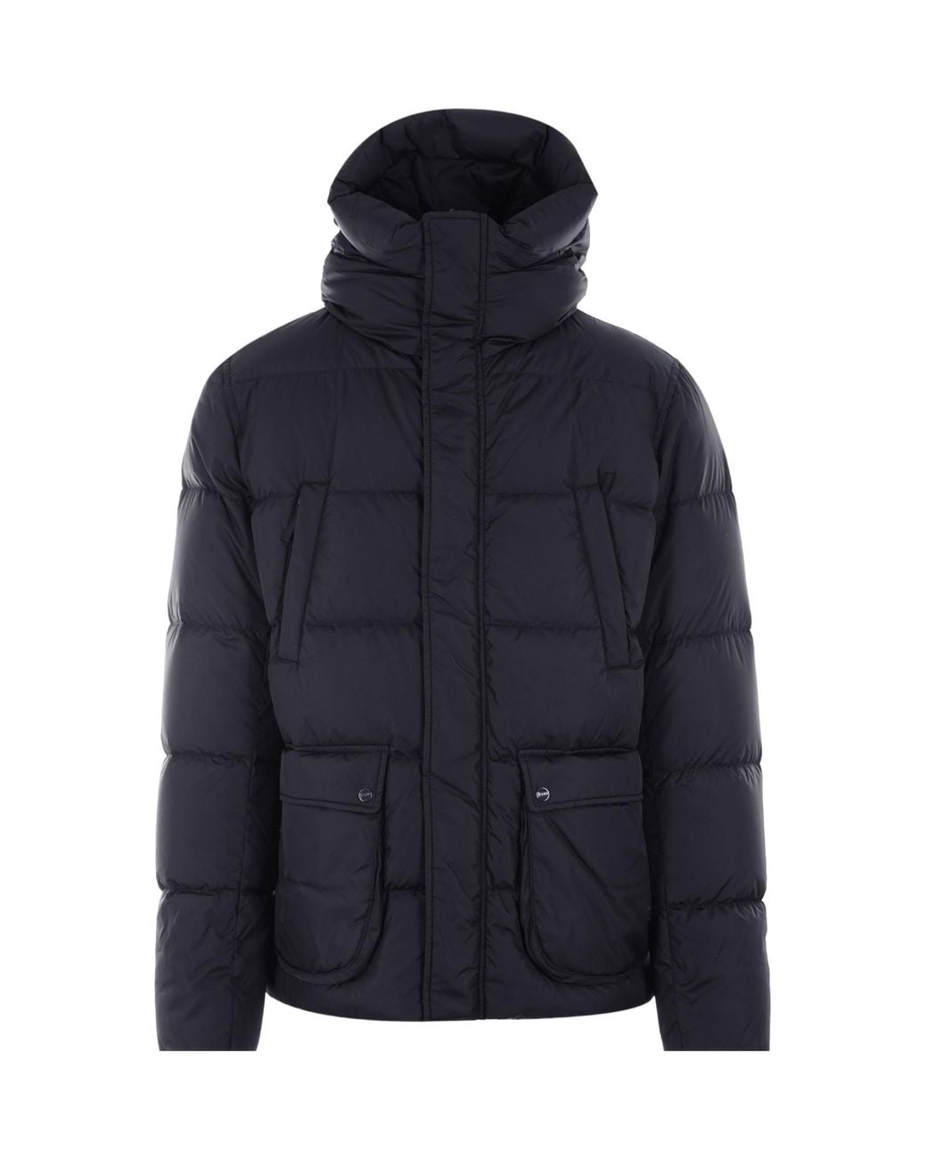 Herno Blue High Neck Hooded Down Jacket for men