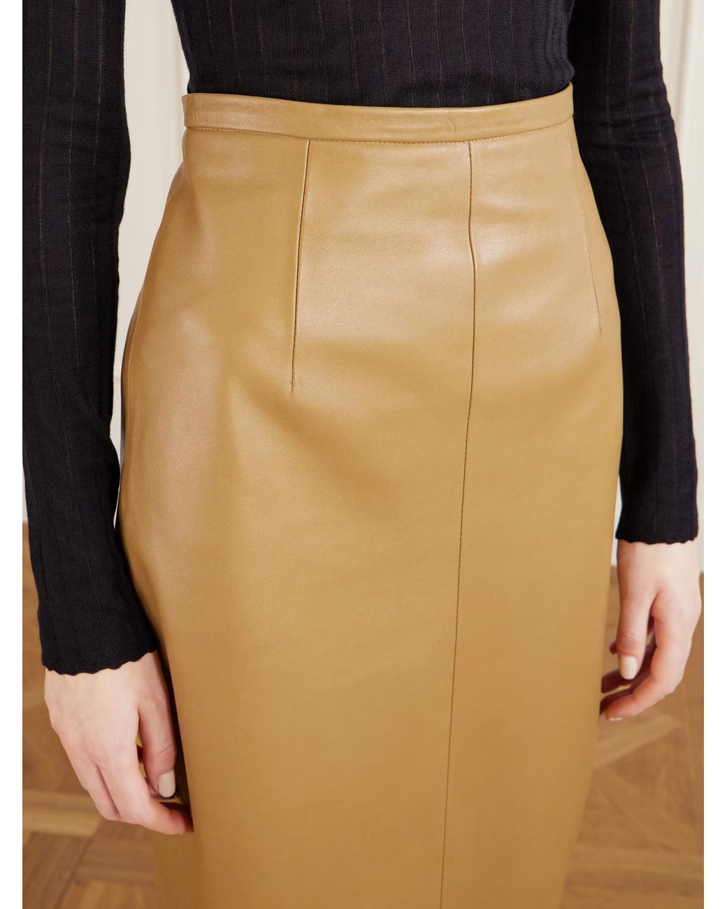 Khaite Natural Winton Patchwork Leather Midi Skirt