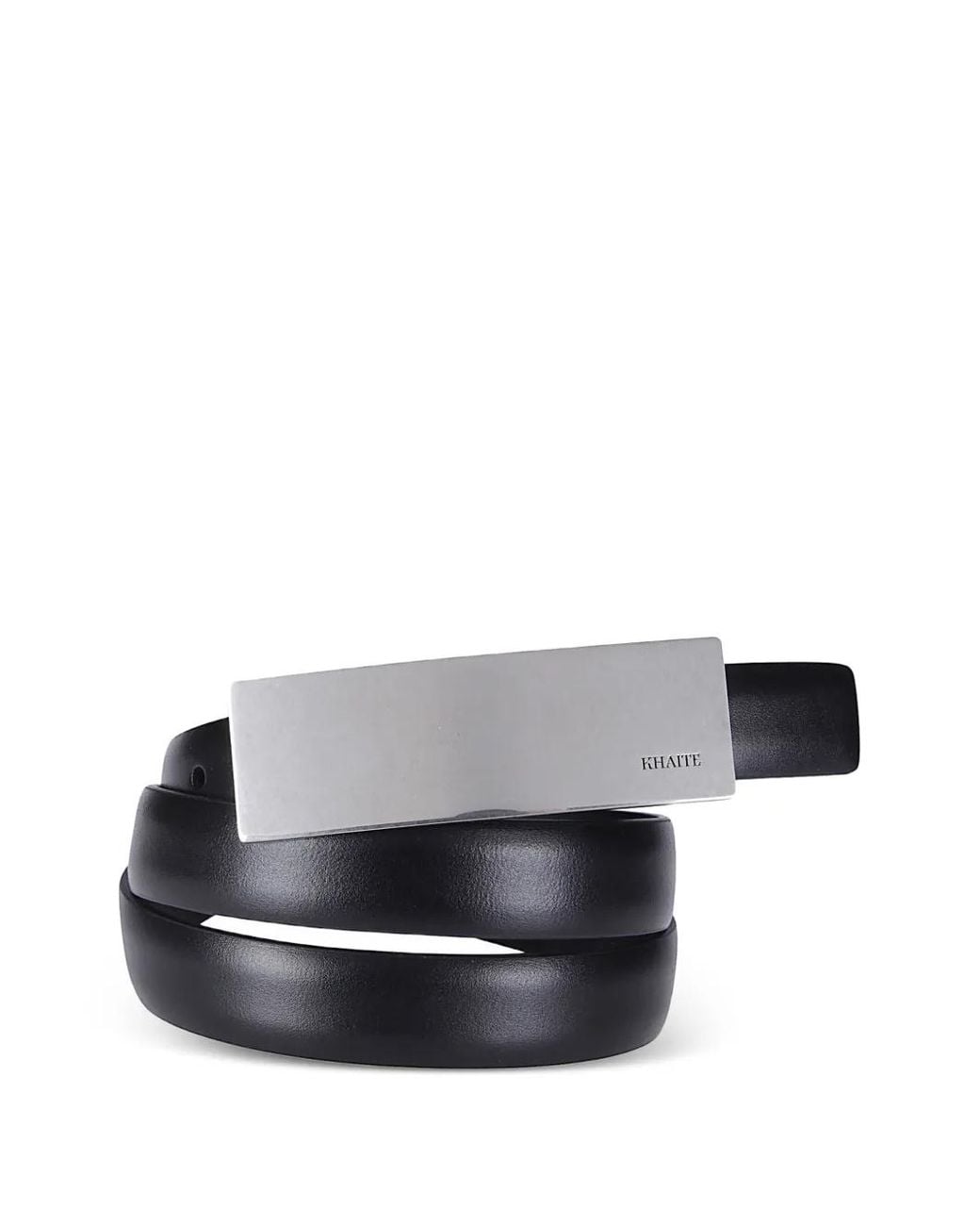 Khaite White Logo-Engraved Buckled Belt