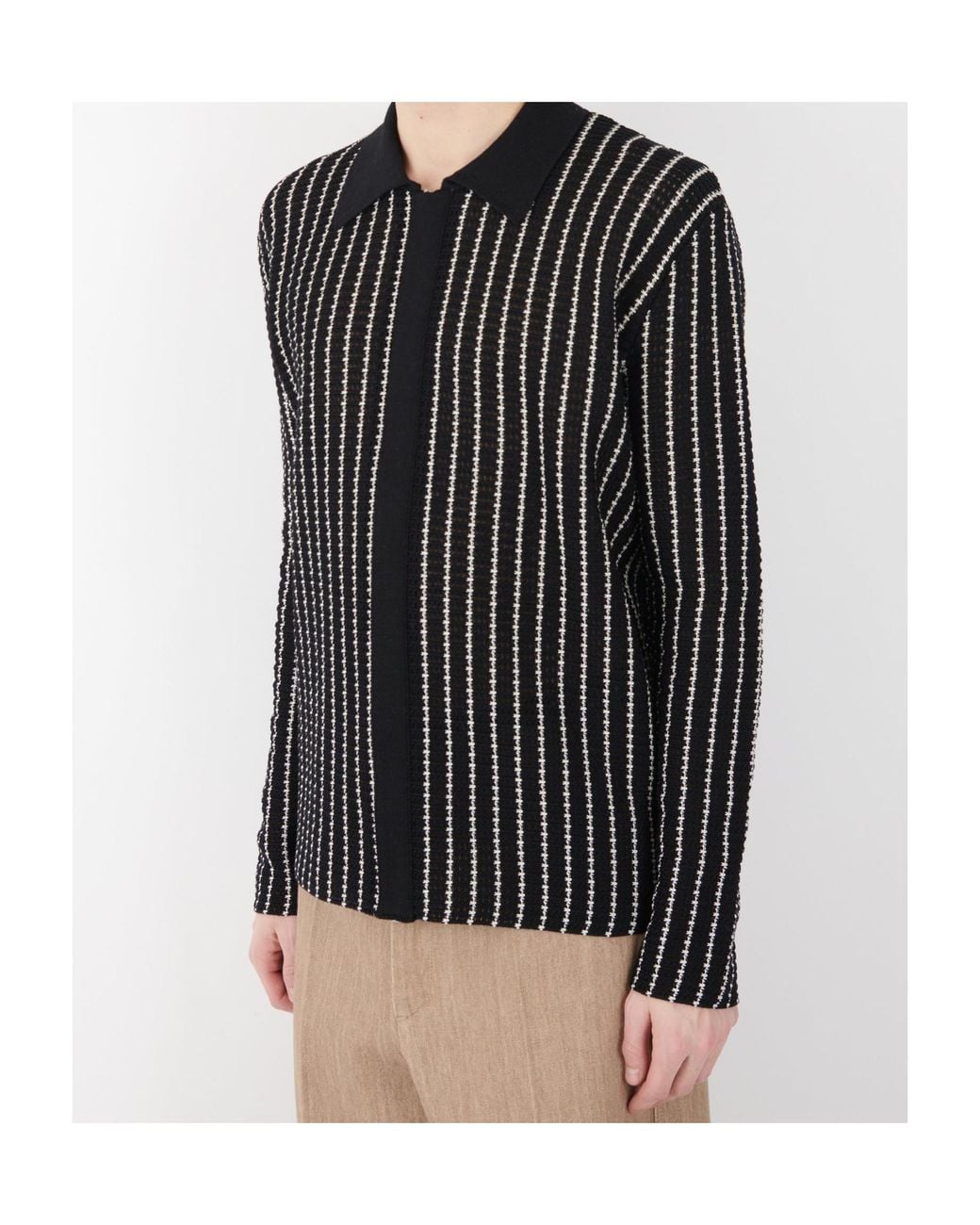 Jil Sander Black Crochet Knitted Cardigan for men
