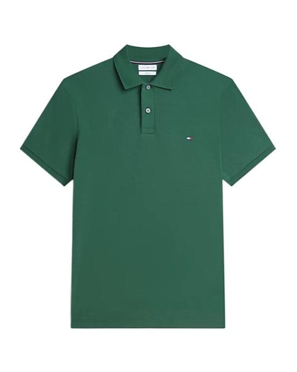 Tommy Hilfiger Green Regular Fit Fluid Cotton Polo Shirt for men