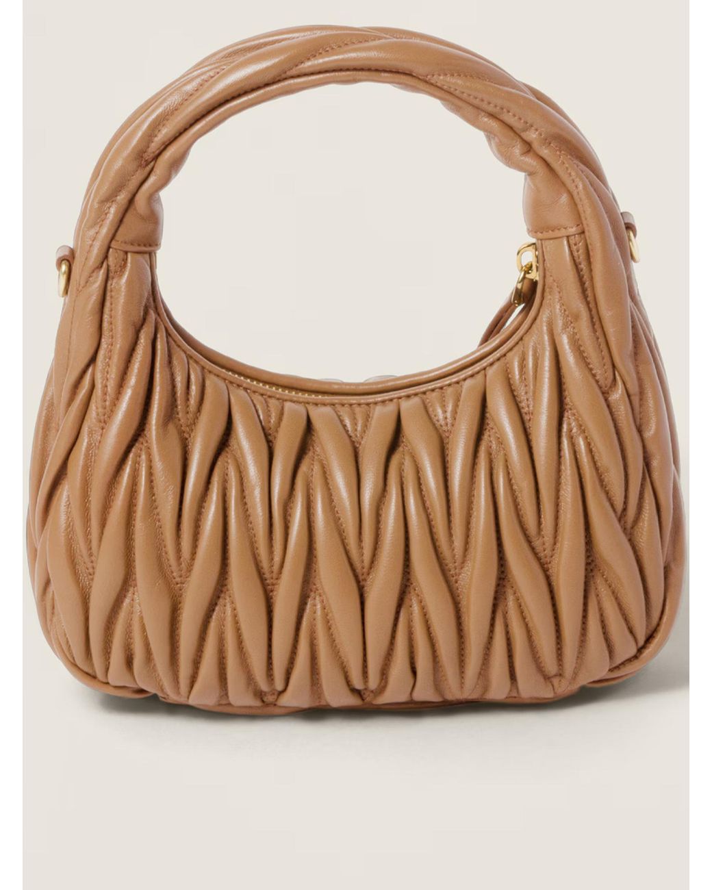 Miu Miu Brown Wander Quilted Nappa Leather Handbag