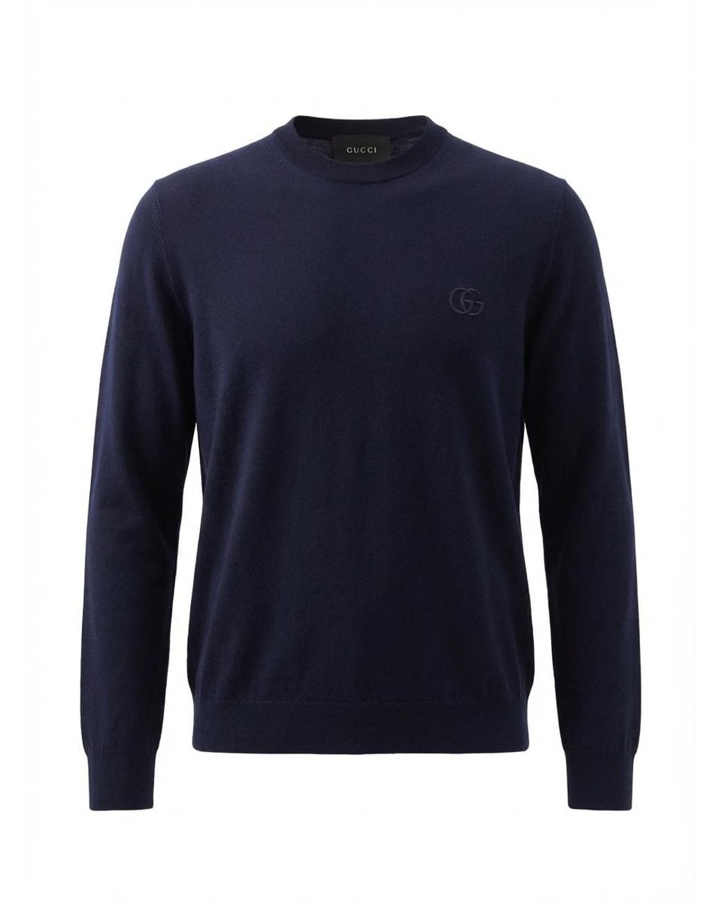 Gucci Blue Knit Wool Sweater With Embroidery for men