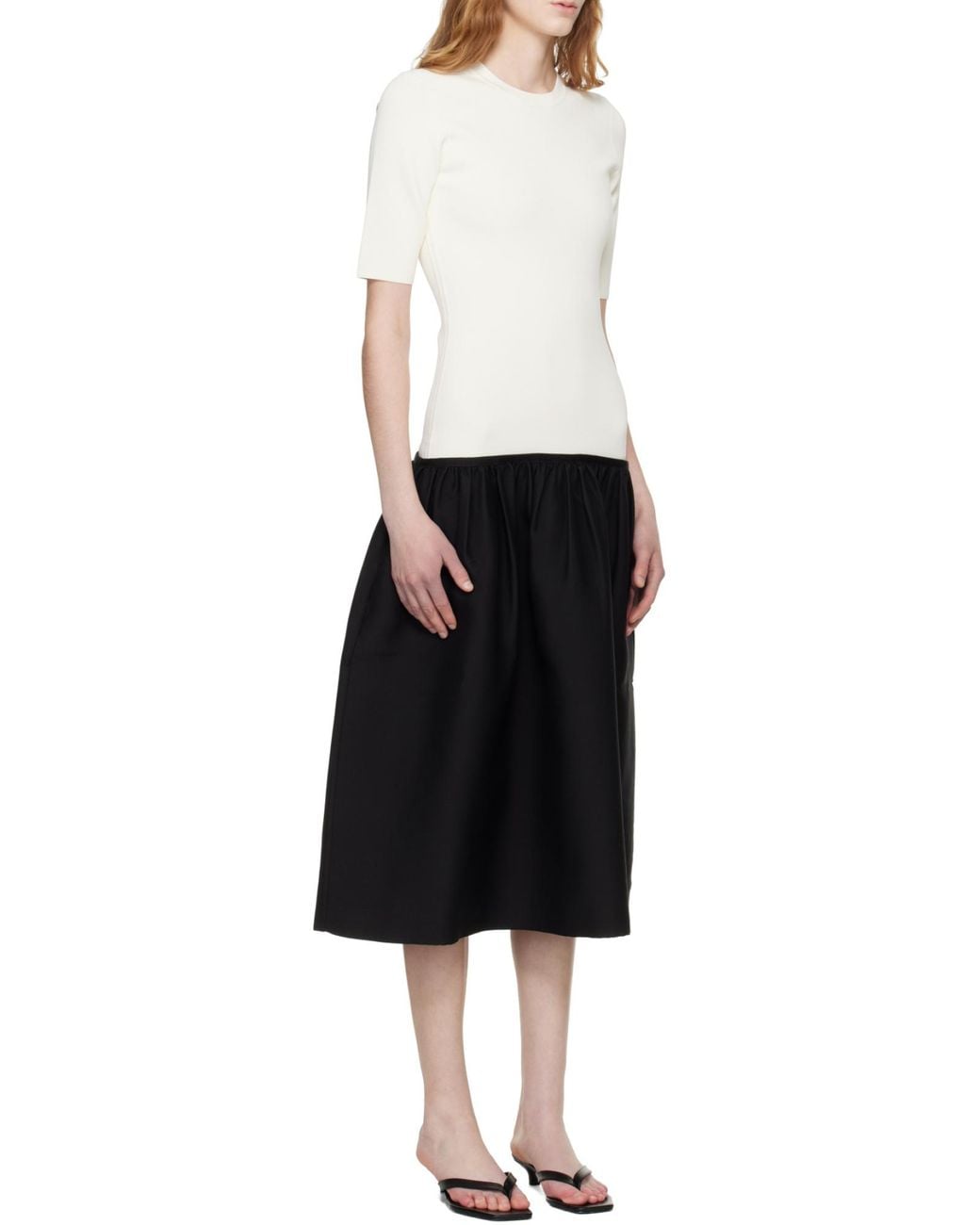 Totême  White Totême Short-Sleeve Gathered Detail Dress
