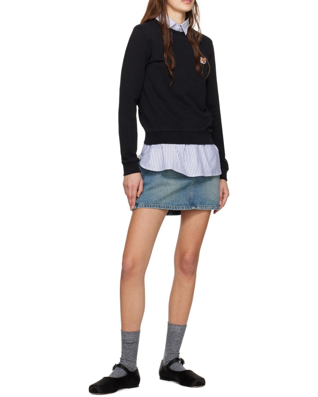 Maison Kitsuné Black Maison Kitsuné Fox Head Patch Crewneck Sweatshirt