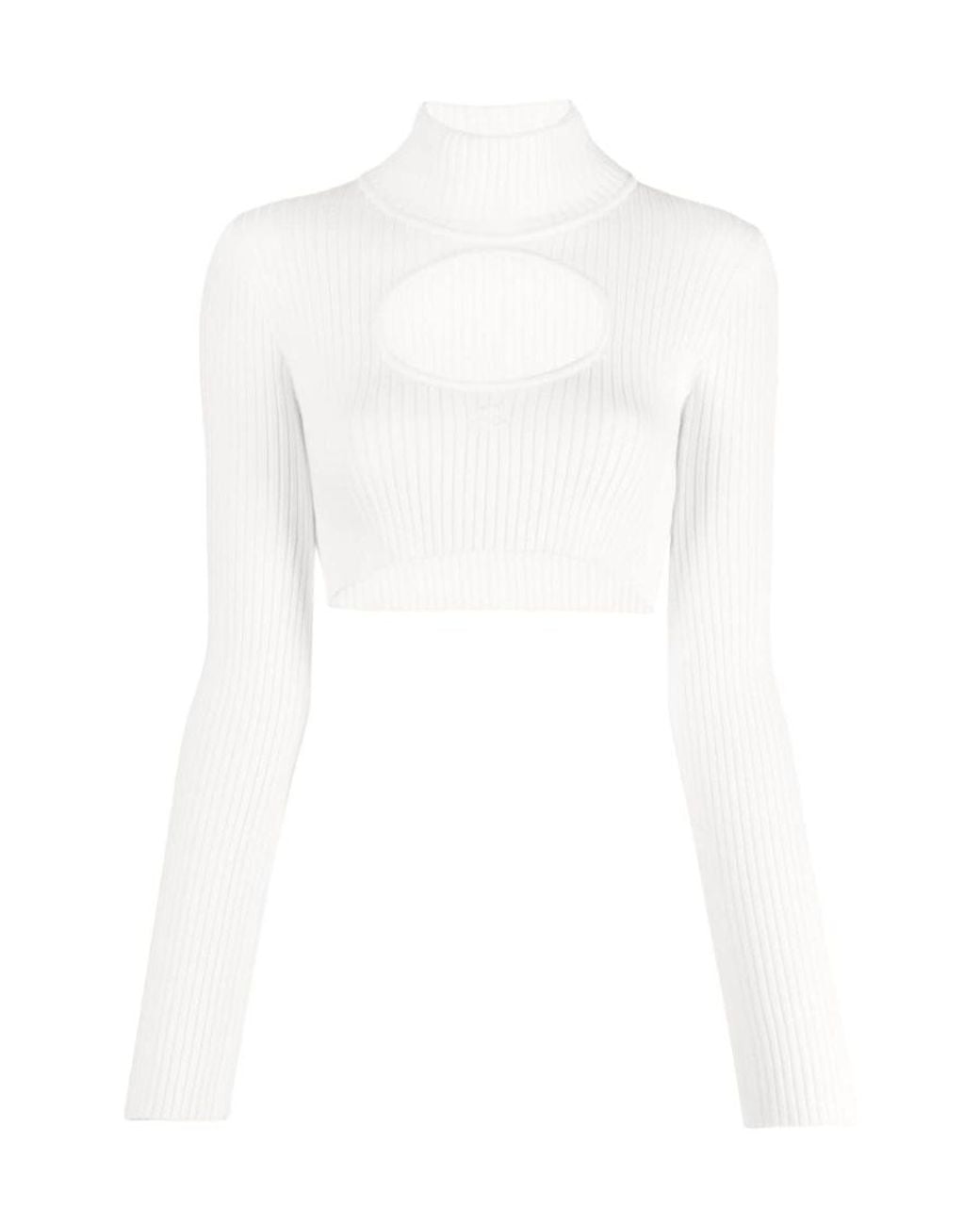 Courreges White Courrèges Cut-Out High Neck Jumper
