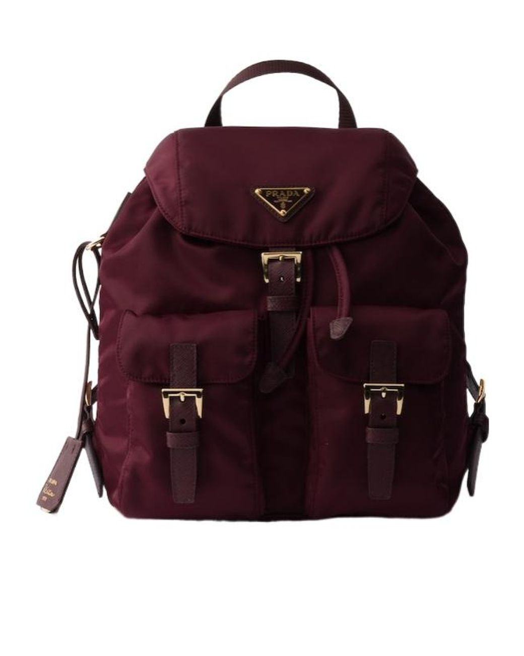 Prada Red Triangle Logo Plaque Backpack
