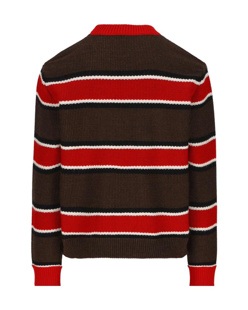DSquared² Red Logo Print Crewneck Striped Jumper for men