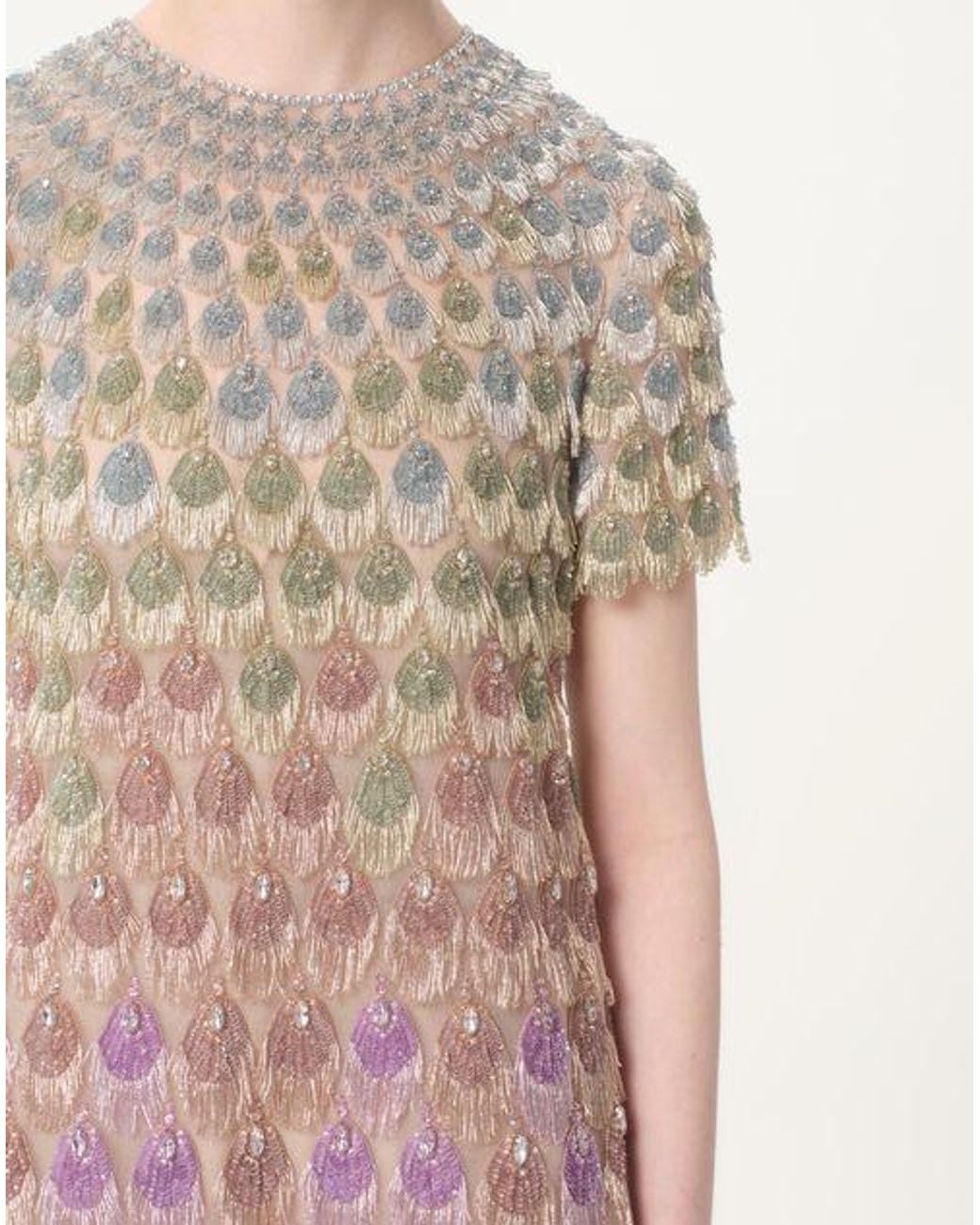 Valentino Multicolor Short Embroidered Organza Dress