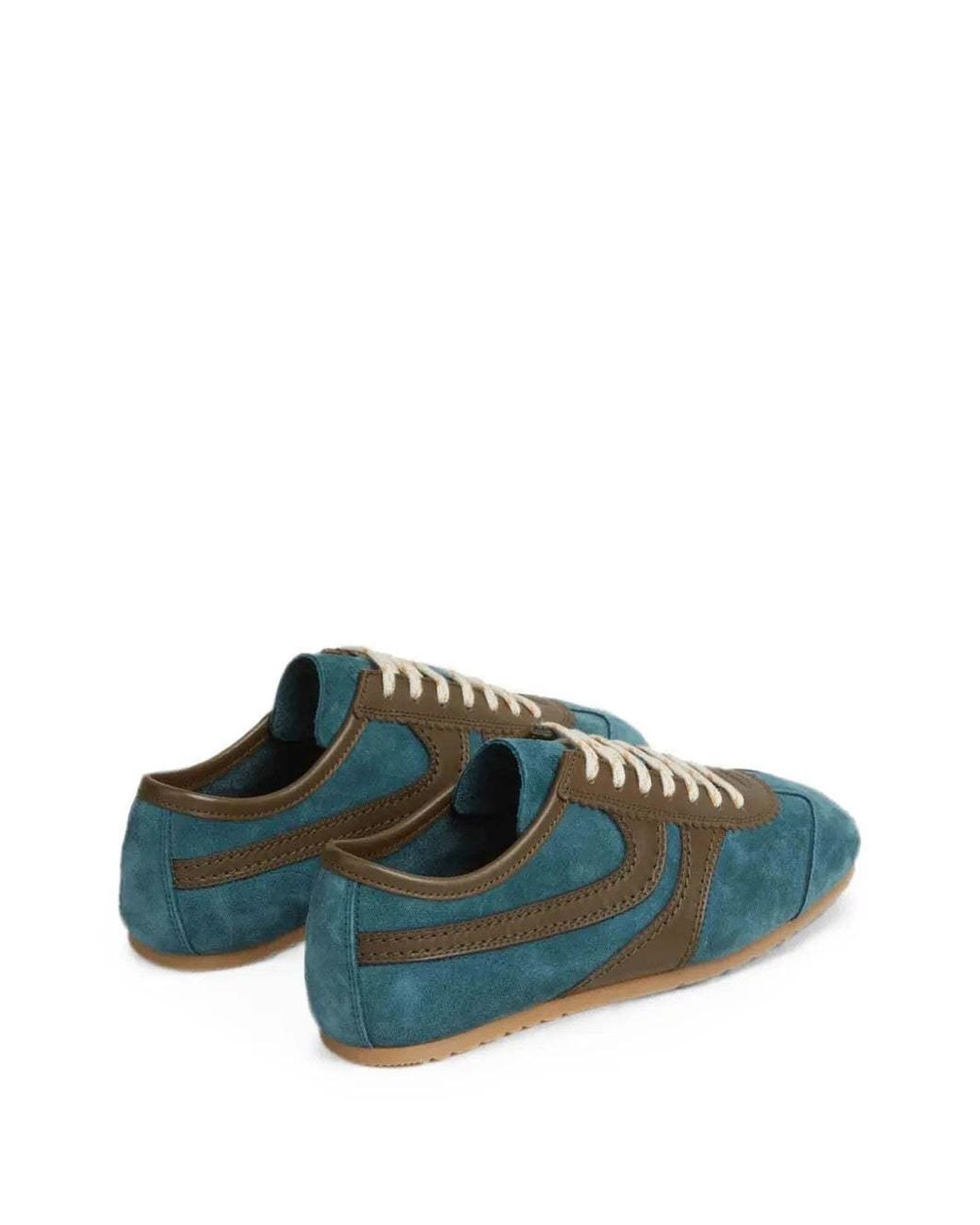 Dries Van Noten Green Suede Sneakers
