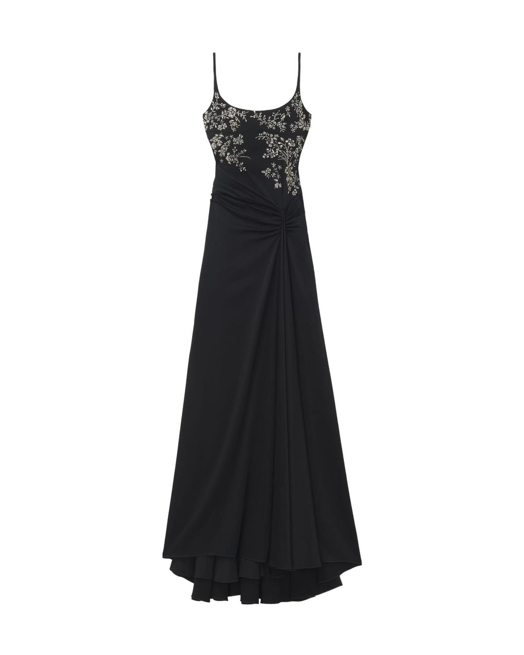 McQueen Black Floral Embroidery Evening Dress
