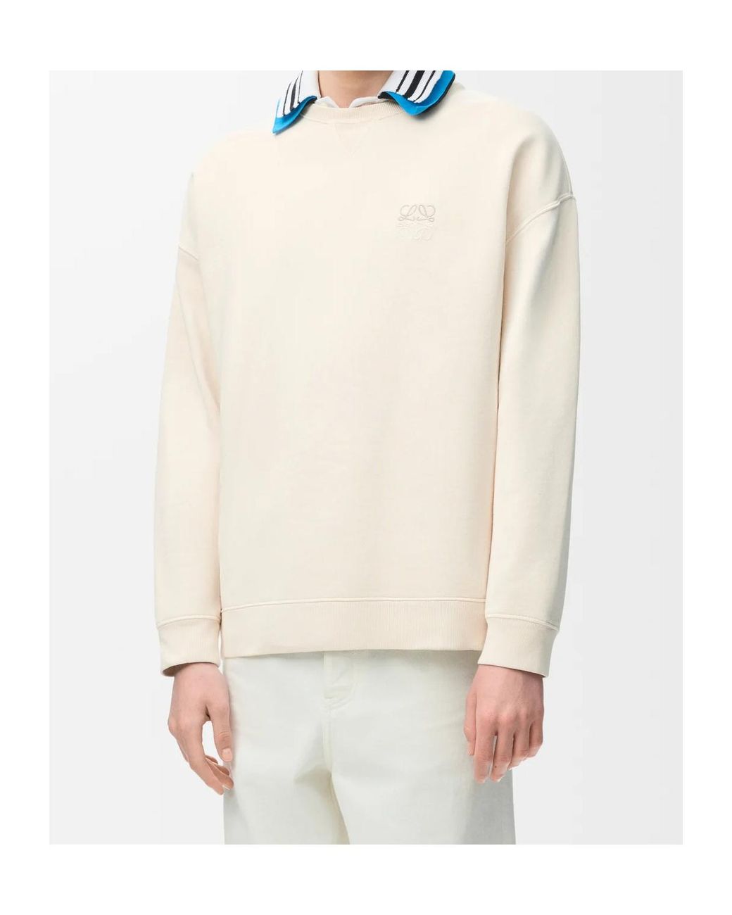 Loewe White Anagram Crew Neck Sweatshirt for men