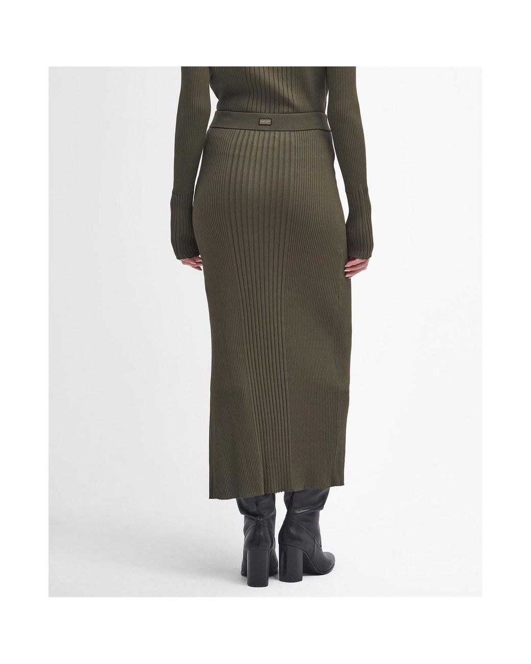 Barbour Green Mondale Knitted Midi Skirt