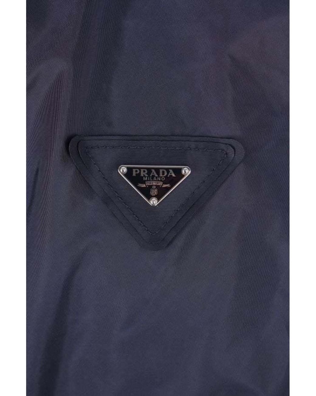 Prada Blue Zip-Up Hooded Coat