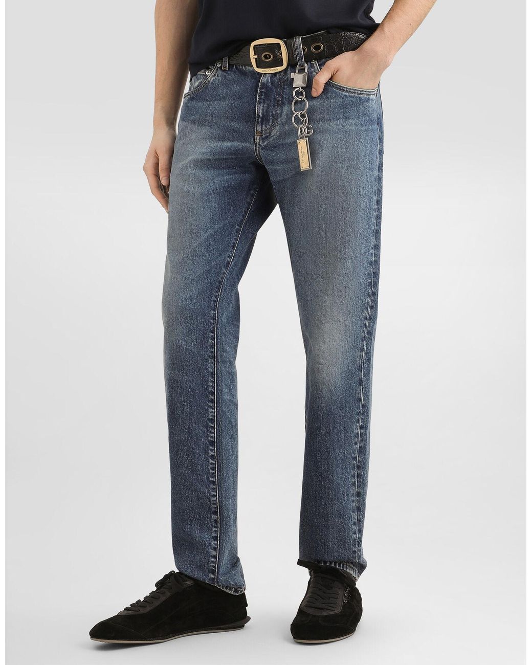 Dolce & Gabbana Blue Slim-Fit Distressed Jeans for men