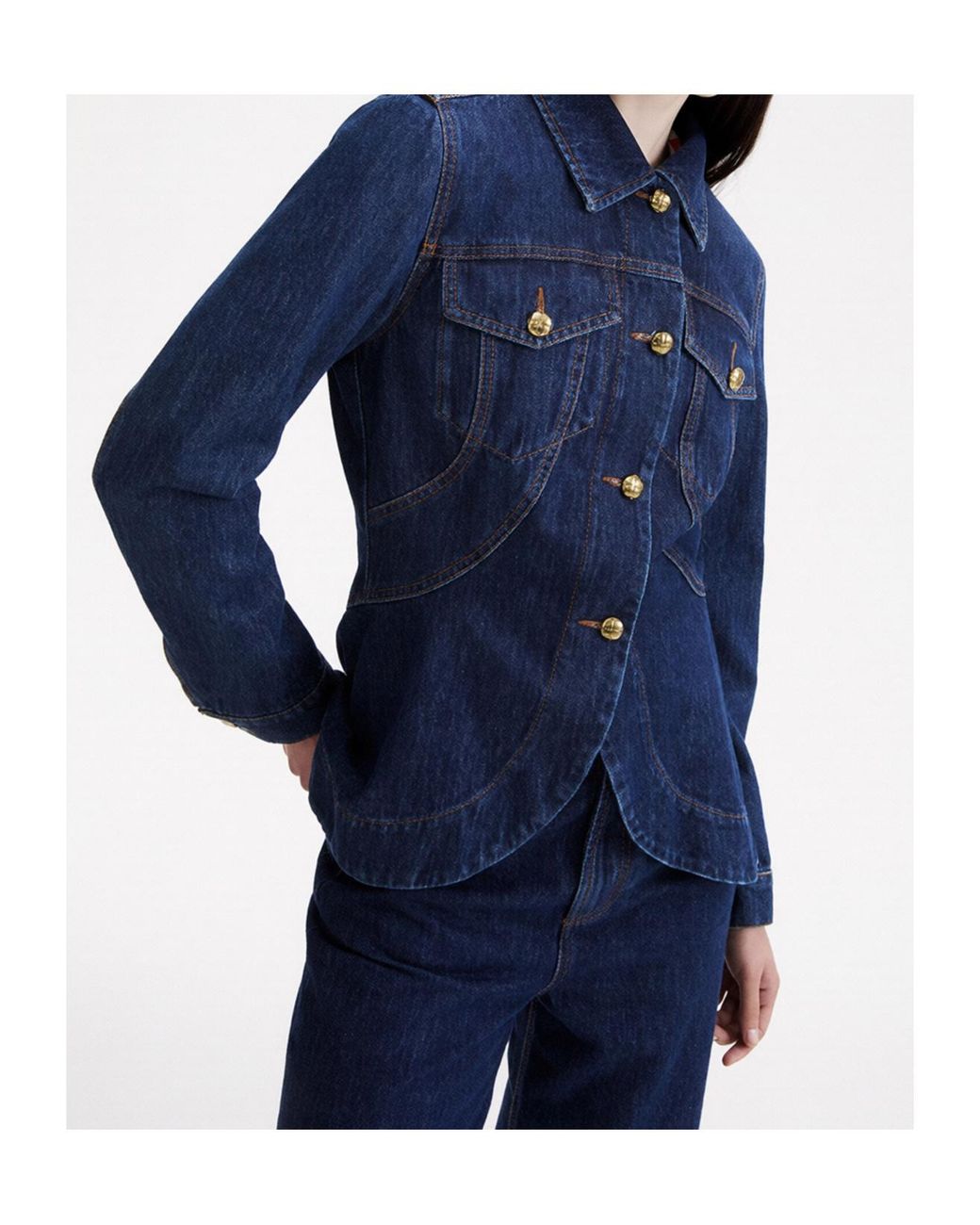 Marella Blue Button-Front Denim Jacket