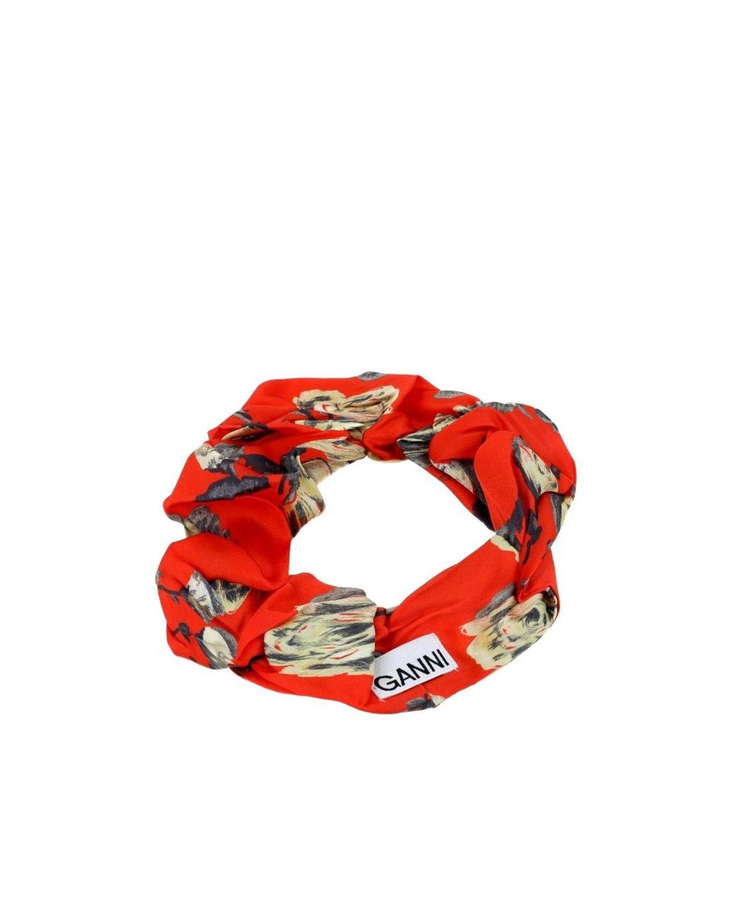 Ganni Red Floral Printed Scrunchie