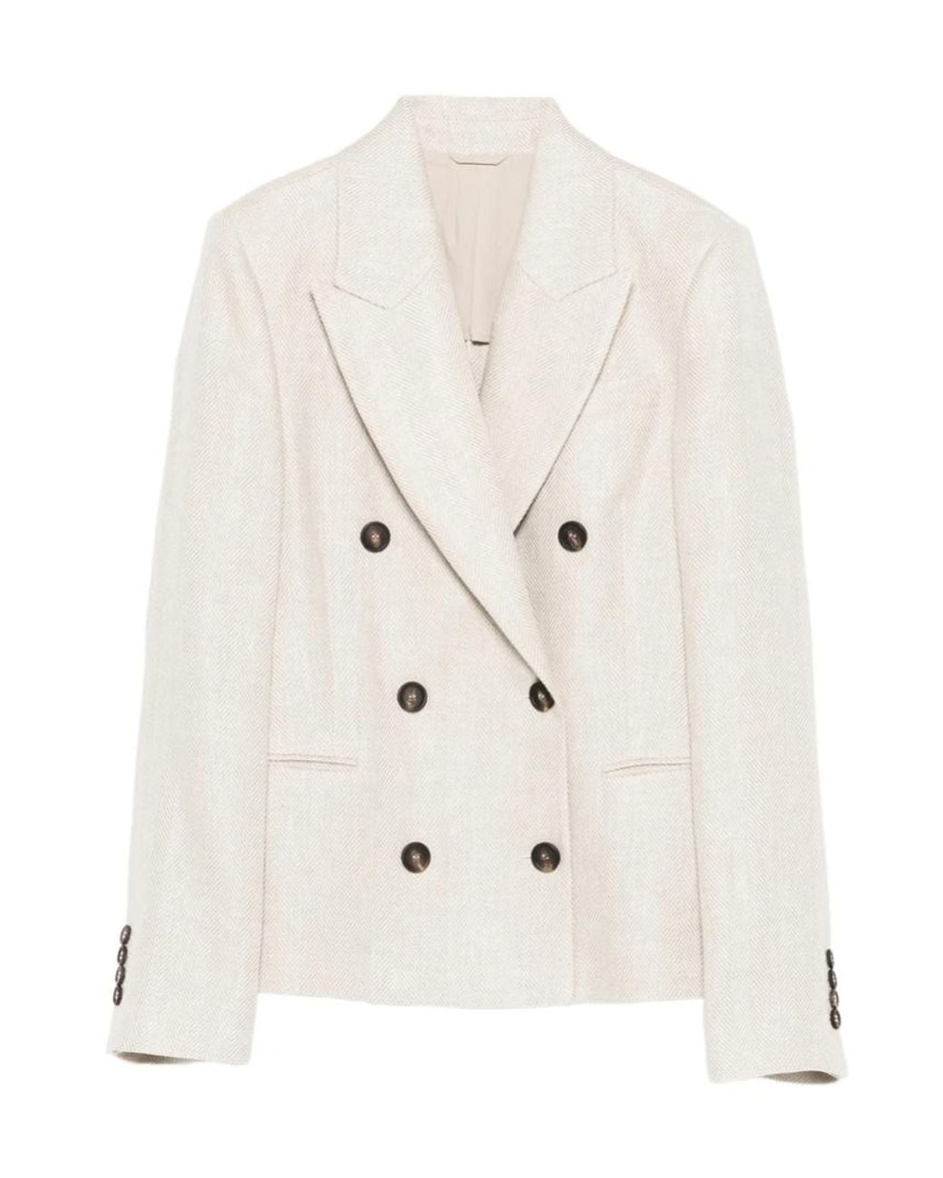 Brunello Cucinelli White Collared Button-Up Jacket