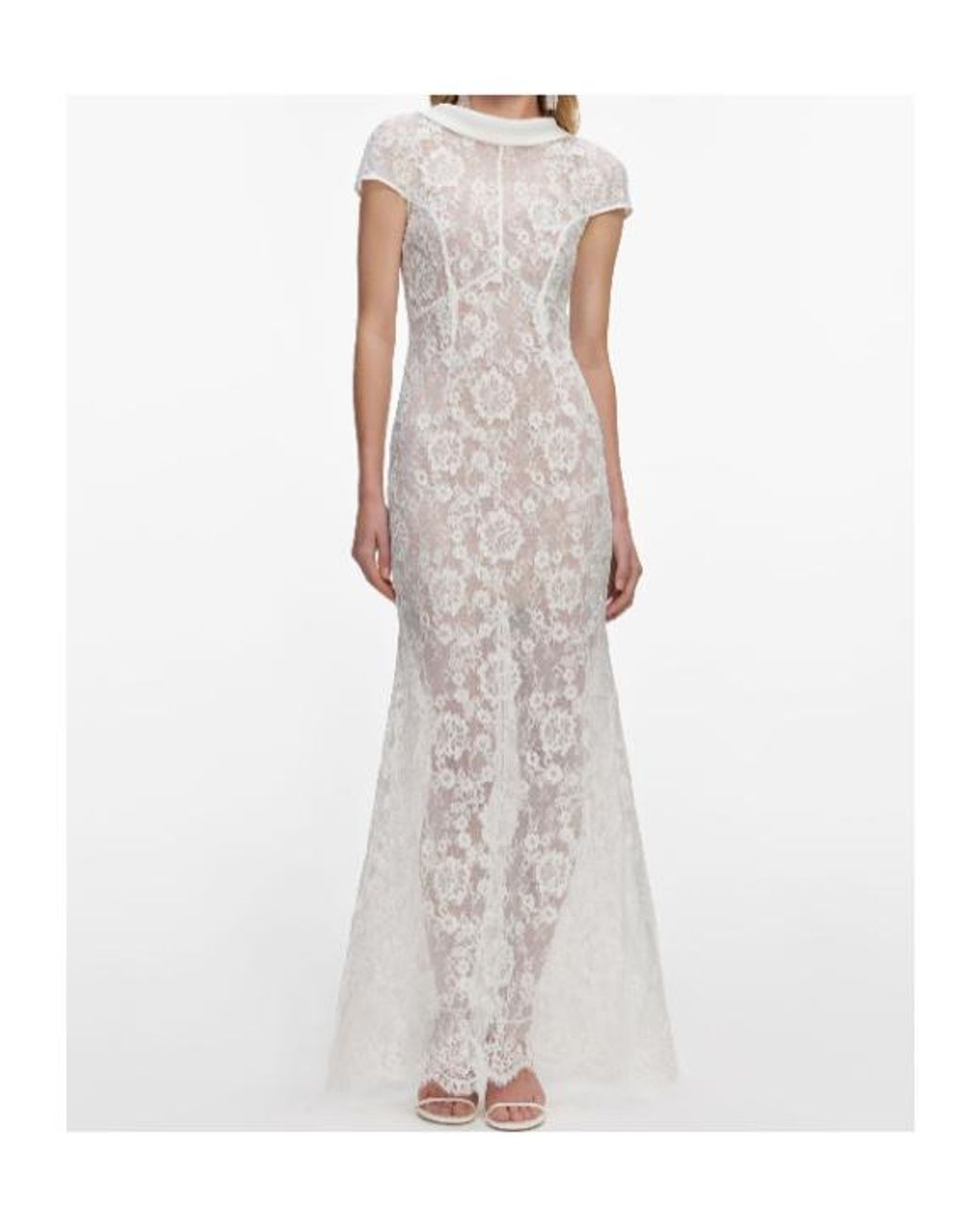 Self-Portrait White Scoop Back Lace Maxi Dress