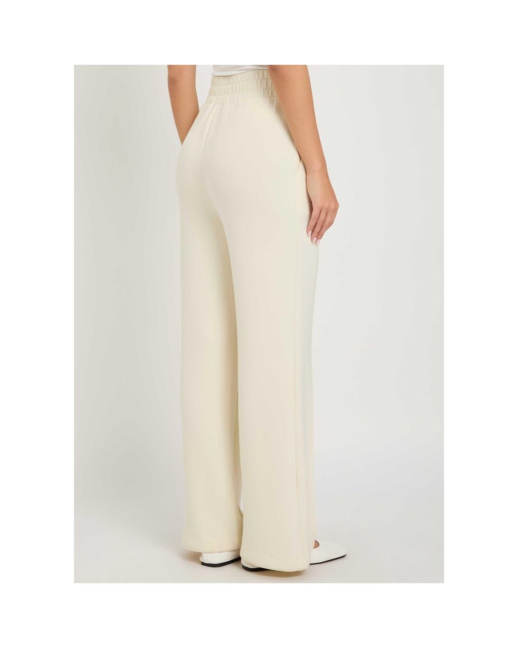 Varley White High-Waisted Wide-Leg Trousers