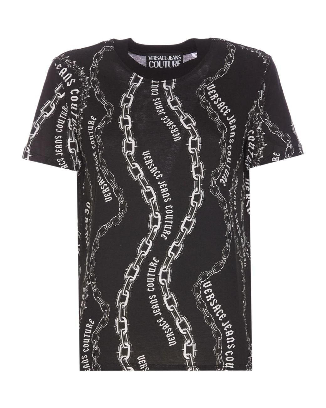 Versace Jeans Black Couture Chain Couture Printed Crewneck T-Shirt