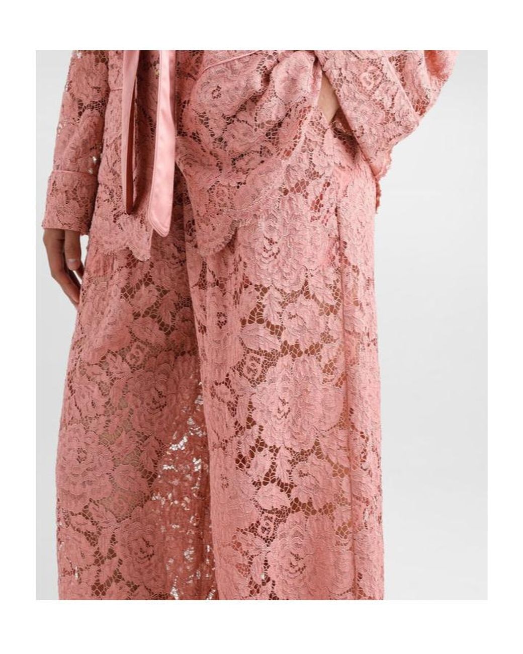 Dolce & Gabbana Pink Floral Lace Trousers