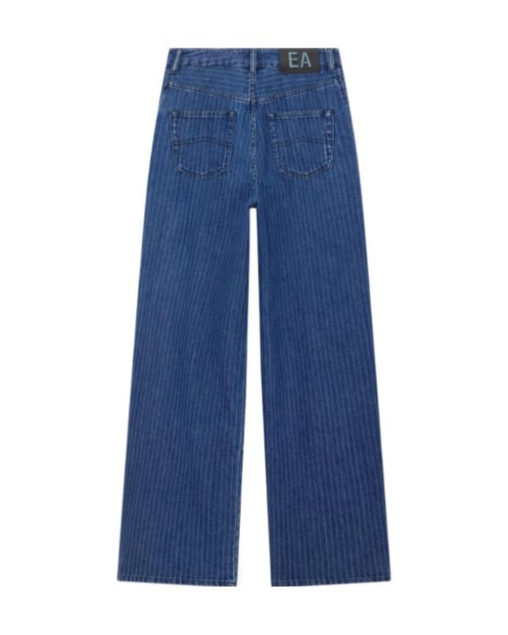 Emporio Armani Blue Herringbone-Pattern Tie-Fastening Jeans