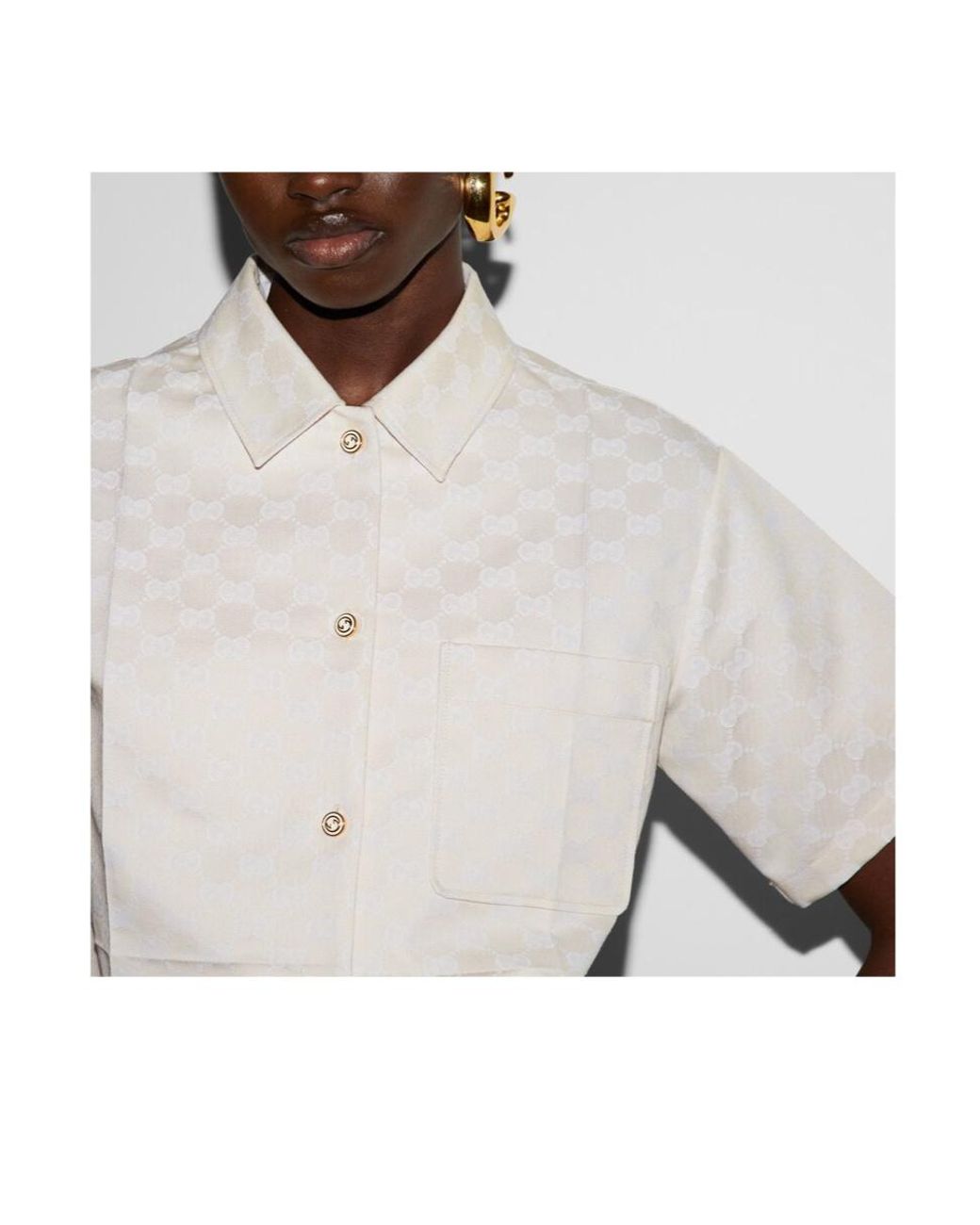 Gucci White Gg Cotton Gabardine Shirt