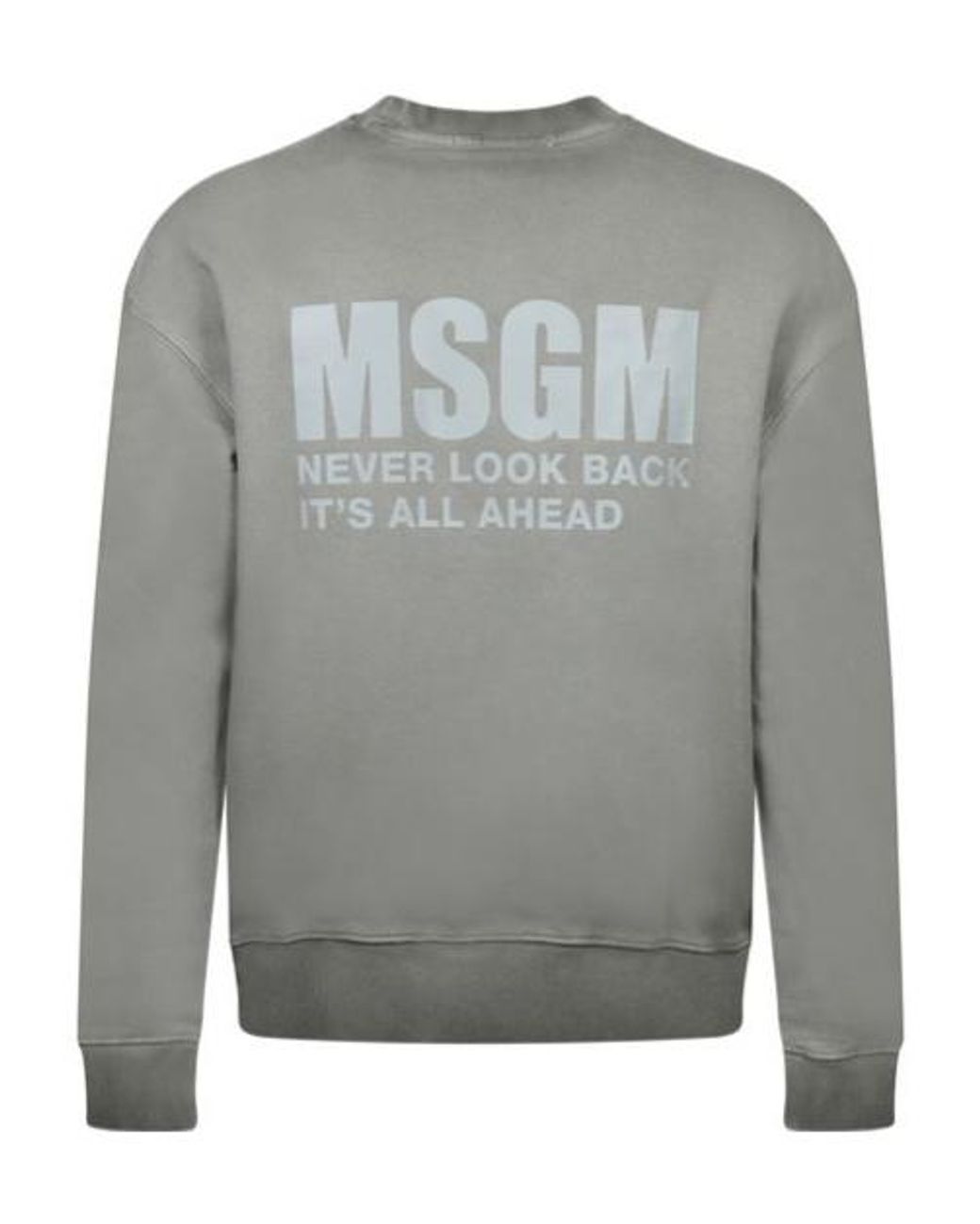 MSGM Gray Logo Printed Crewneck Sweatshirt for men