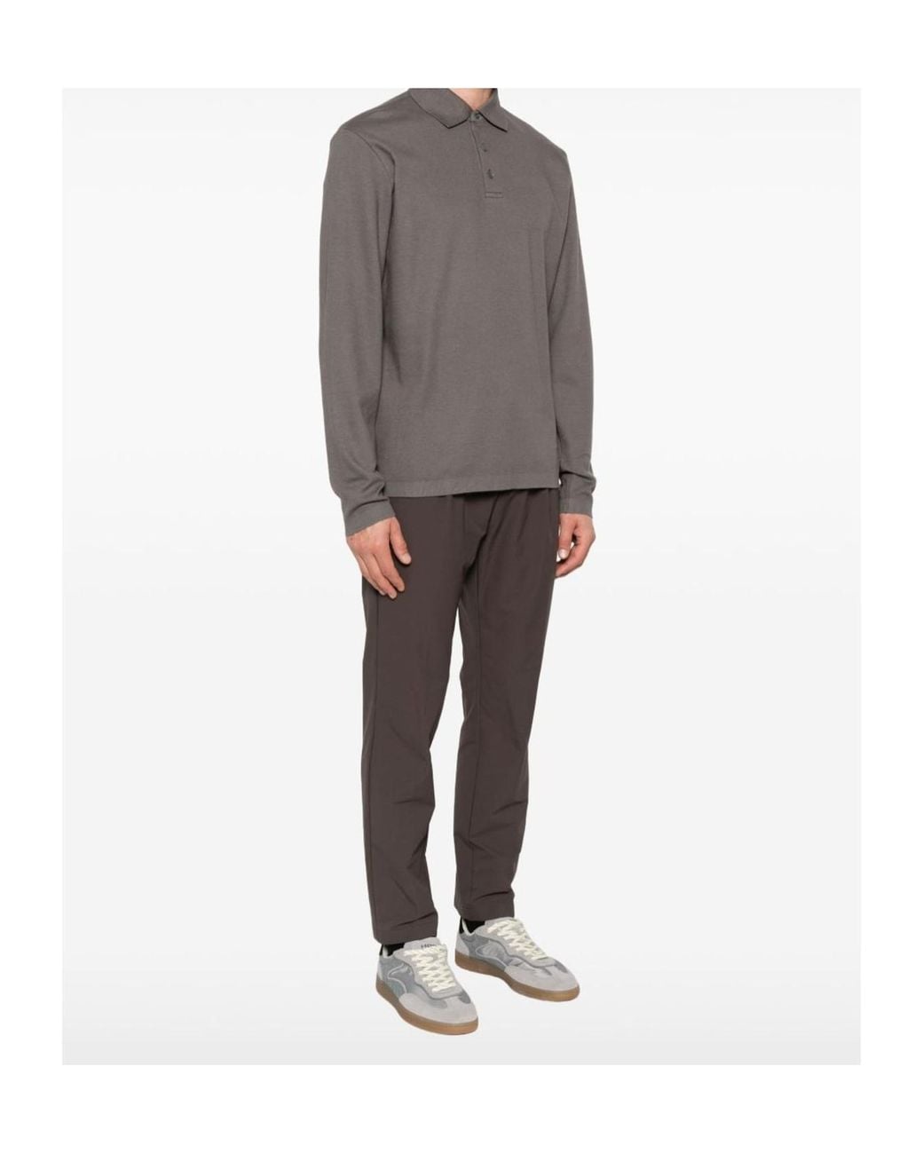 Herno Gray Knit Polo Shirt for men