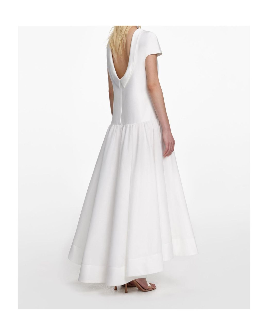 Self-Portrait White Scoop-Neck Back Midi Dress