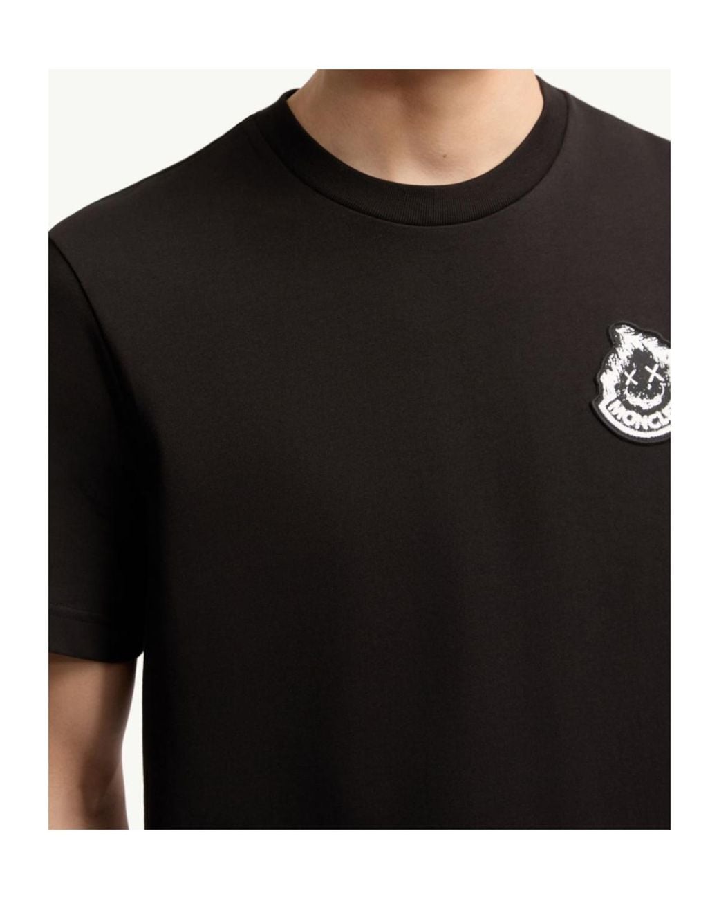 Moncler Black Logo Embroidered Crewneck T-Shirt for men