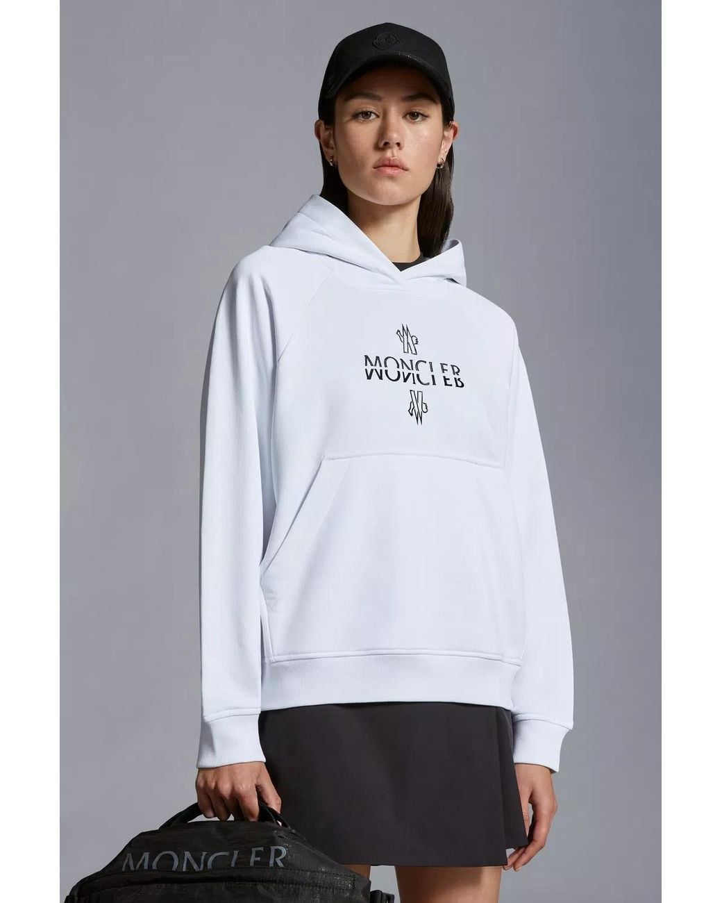 Moncler White Appliqué-Logo Cotton Hoodie