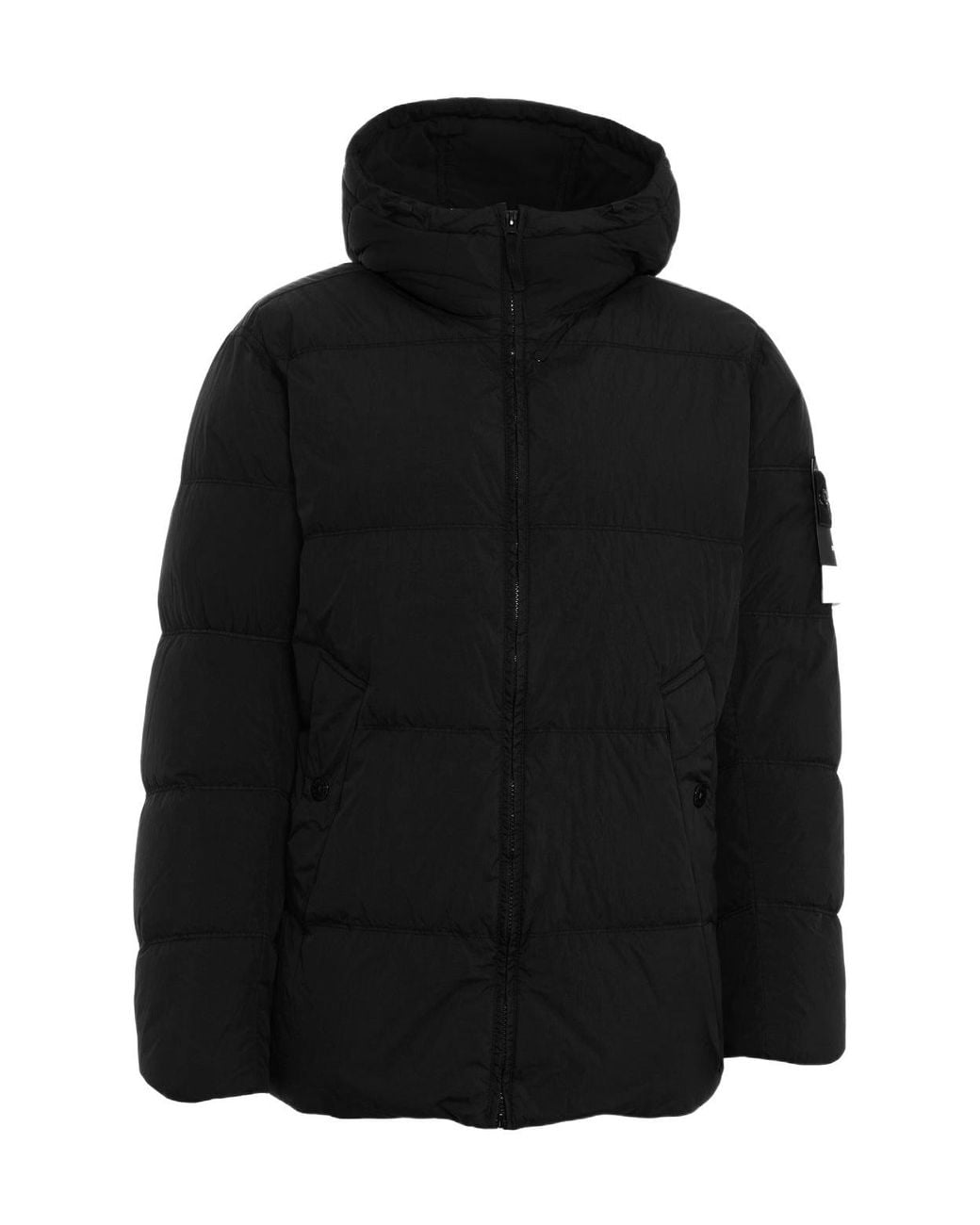 Stone Island Black Compass-Badge High-Neck Jacket for men