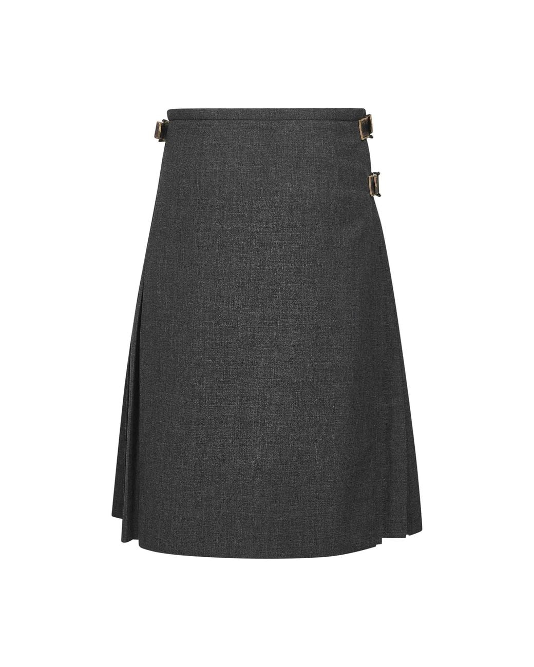 Prada Gray Pleated Midi Skirt