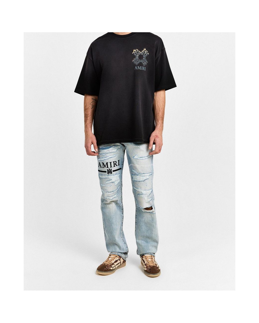 Amiri Brown Print Low-Top Sneakers for men