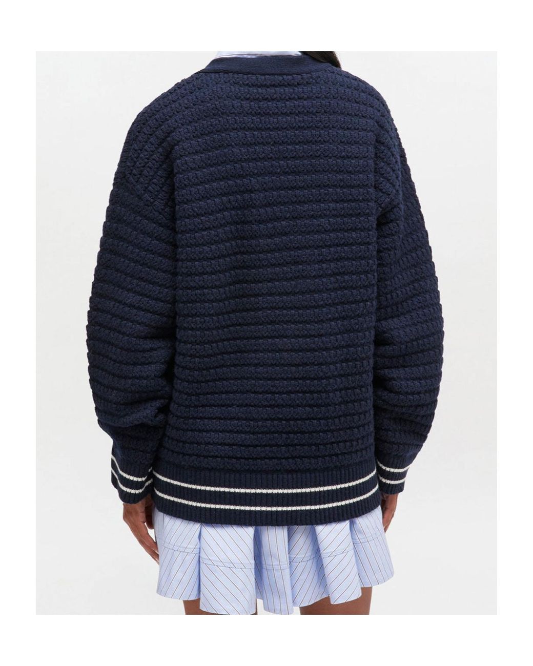 Ganni Blue Button-Detail V-Nneck Jumper
